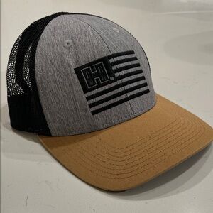 Black and Tan American Flag trucker hat